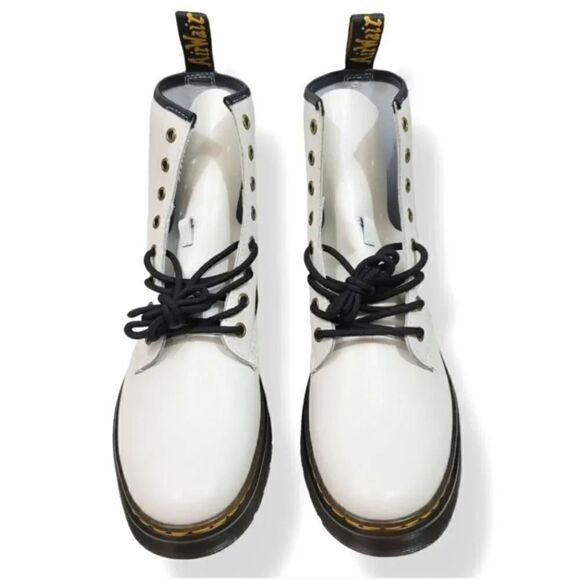 NEW Dr. Martens Zavala T Lamper Combat Boot in White Leather Unisex M 10/W 11 - Picture 7 of 16